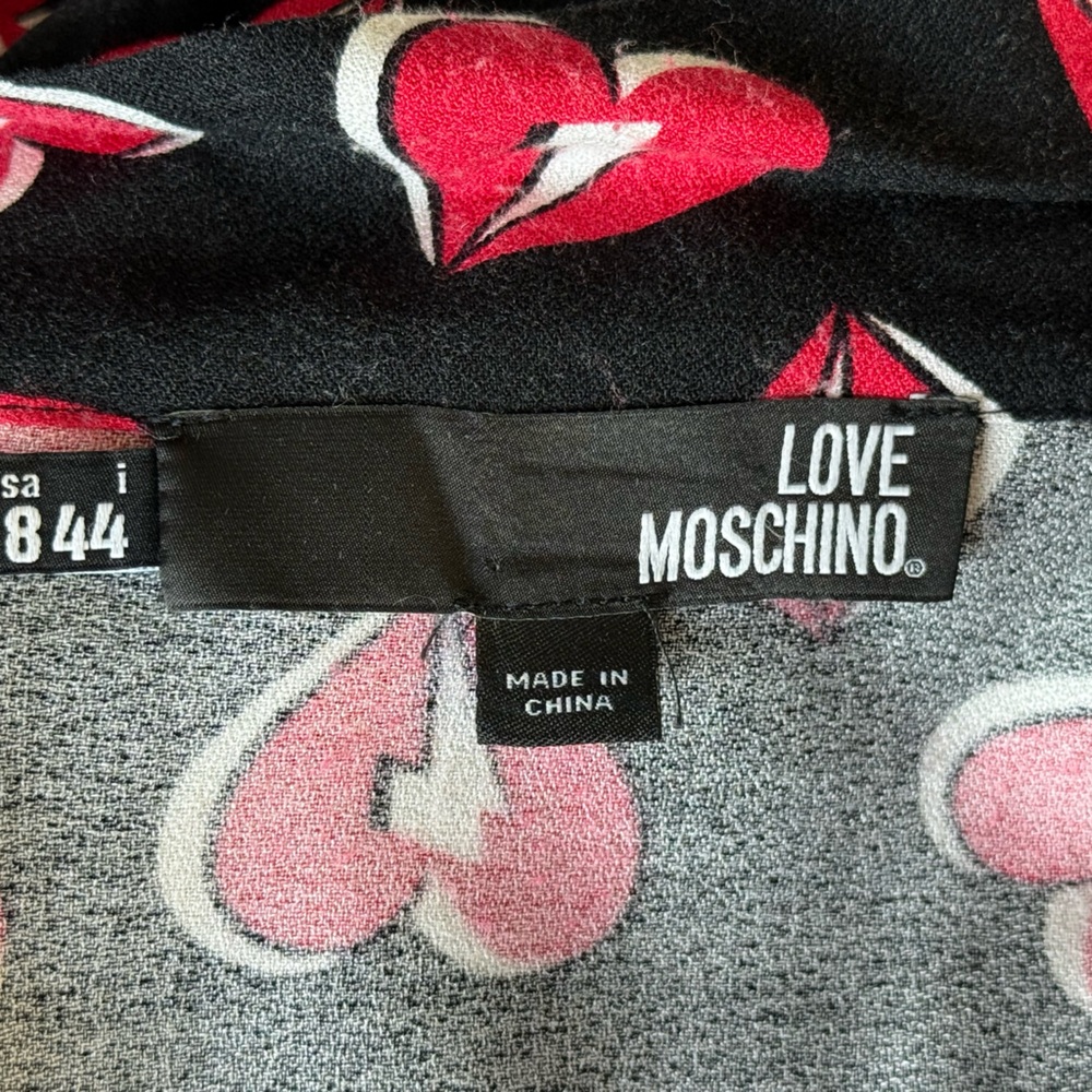 Moschino Black and Red Heart Long Sleeve Maxi Dress US size 8 - Picture 4 of 6